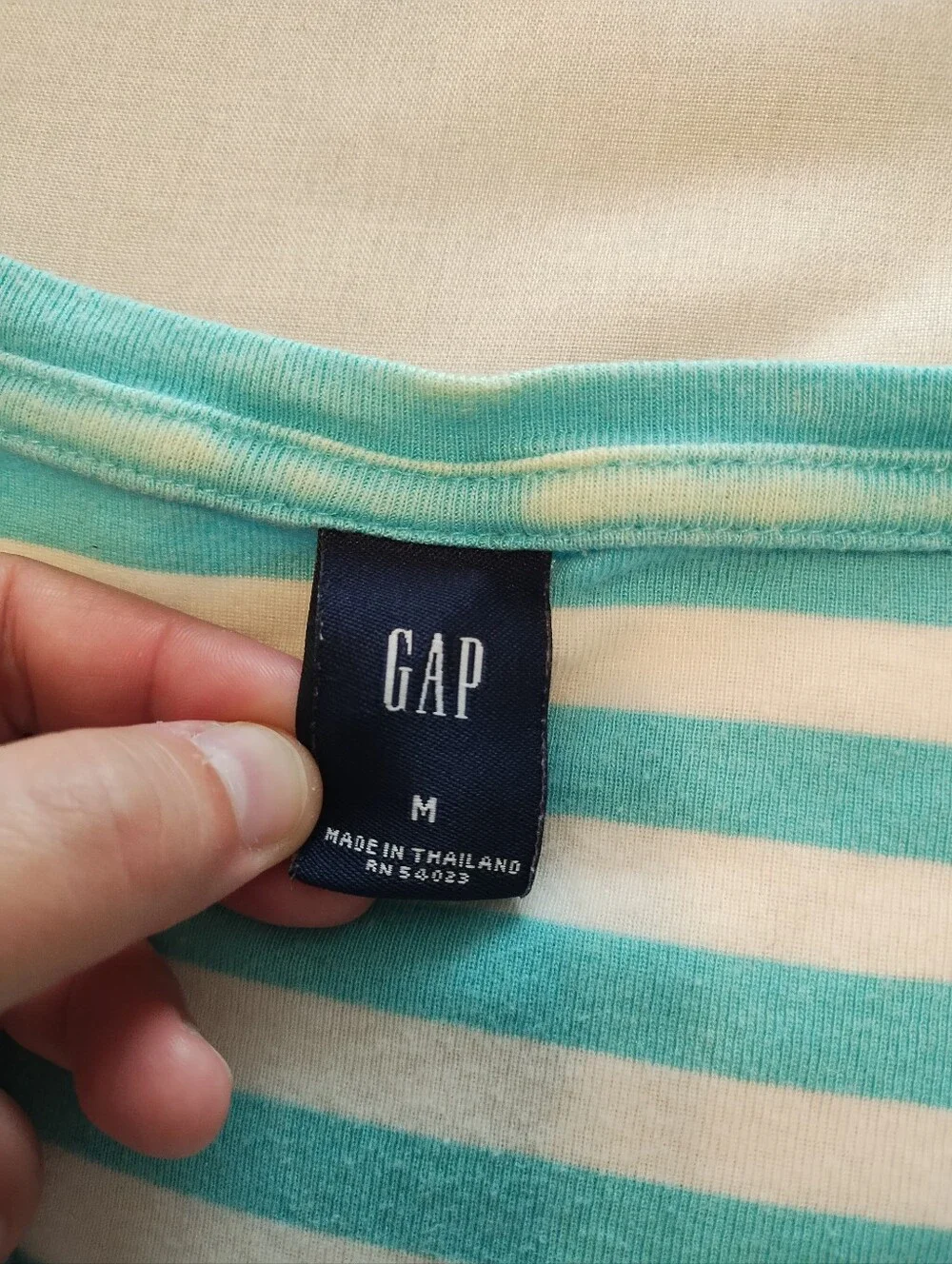 Vintage Gap Blue & White Striped V-Neck Tee